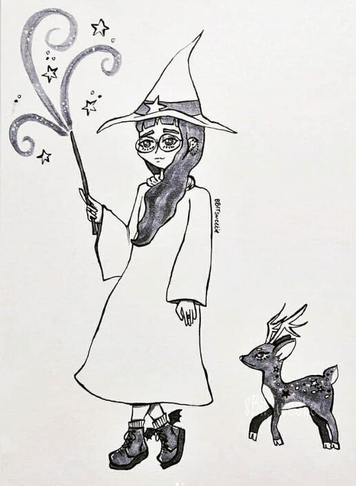 pencil, ink, alcohol markers